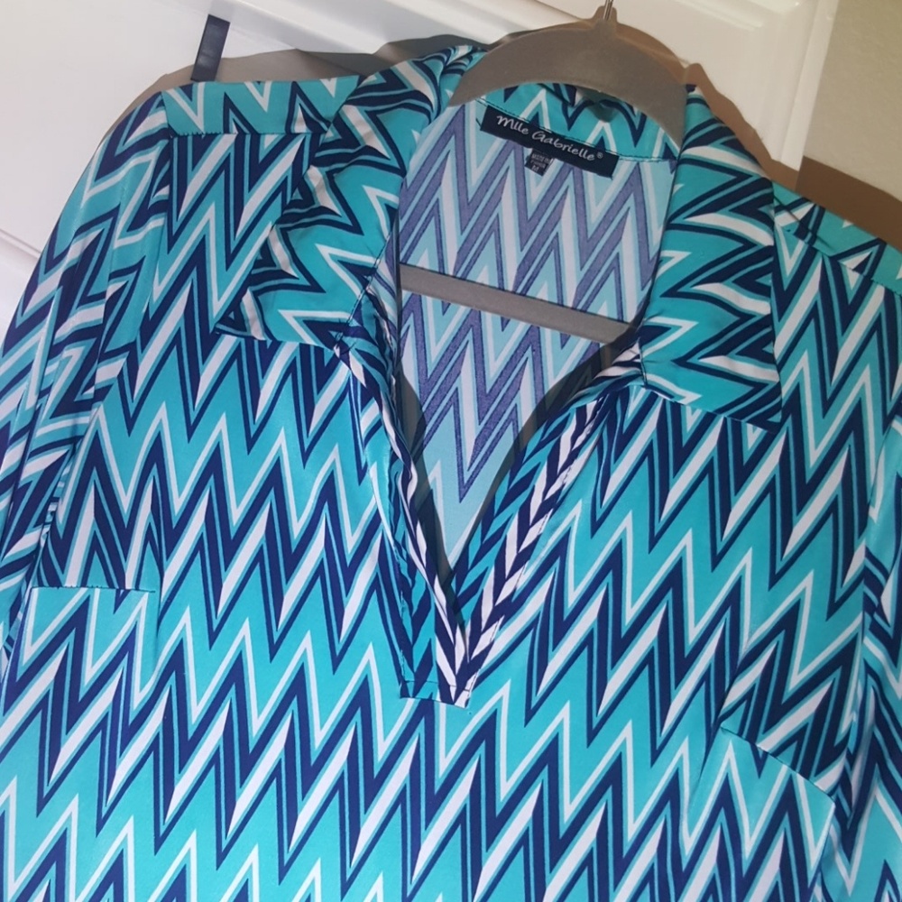 Mlle Gabrielle cheveron print collared dress